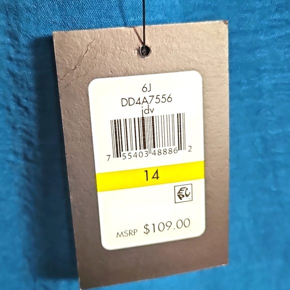 DKNY Blue Puff Sleeve A-Line Dress Size 14 NWT - Picture 4 of 8